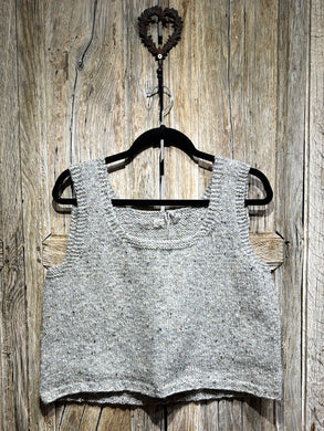 Handknits by ME Light Grey Crop Wool Vest