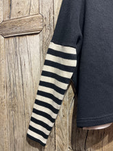 Preloved MAMA B Black & White Jumper with Stripe Sleeves