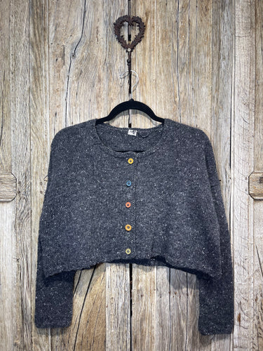 Handknits by ME Black Wool and Mohair Crop Cardigan