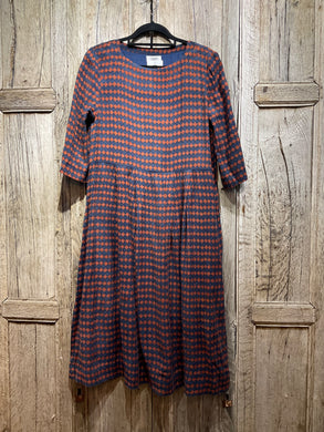 Preloved Navy & Rust Patterned Dress