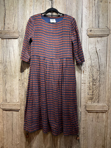 Preloved Navy & Rust Patterned Dress