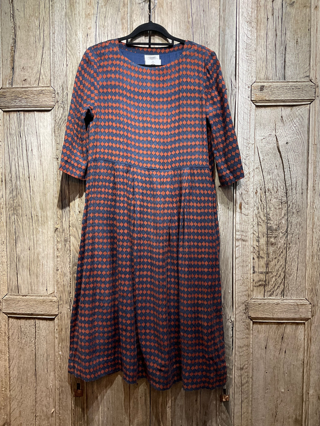 Preloved Navy & Rust Patterned Dress