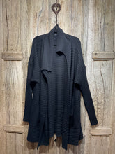 Preloved A Black Rib Merino Wool Long Cardigan