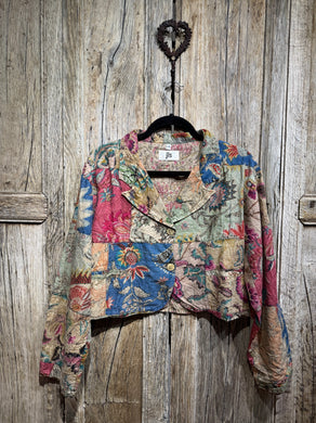 JLS Bold Floral Cropped Buttoned Jacket 1164