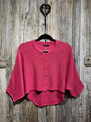 Preloved Grizas Raspberry Crop Linen Cardigan