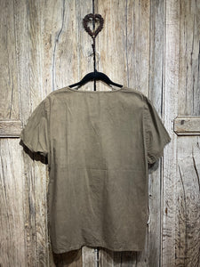 Preloved OSKA, Brown Cotton Top