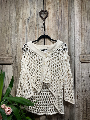 Preloved LURDES BERGADA Cream Open Knit Cardigan
