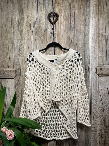 Preloved LURDES BERGADA Cream Open Knit Cardigan