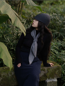 Oats & Rice Sailor Cashmere Rib Neck Scarf Grey OR25-NS03