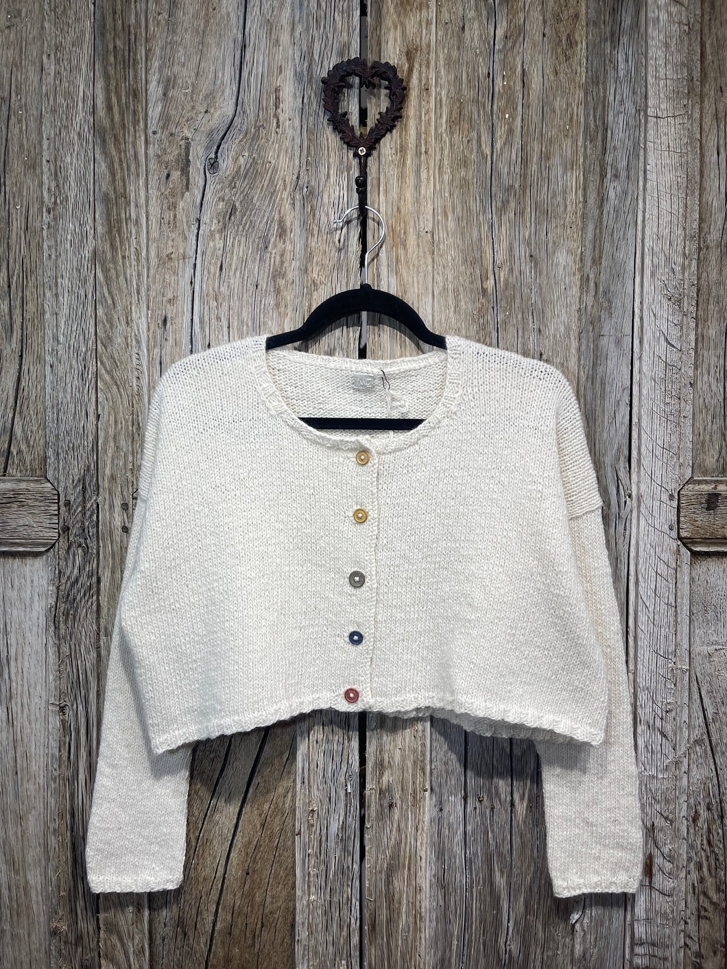 Handknits by ME White Wool and Mohair Crop Cardigan