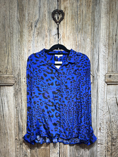 Preloved Lily and Lionel Blue Cheeta Print Shirt