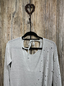 Preloved Sarah Pacini Grey Linen Mix Jumper