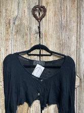 Preloved BARBARA LANG Black Crop Linen Cardigan