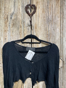 Preloved BARBARA LANG Black Crop Linen Cardigan