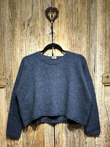 Handknits by ME Blue Crop Wool and Mohair Jumper