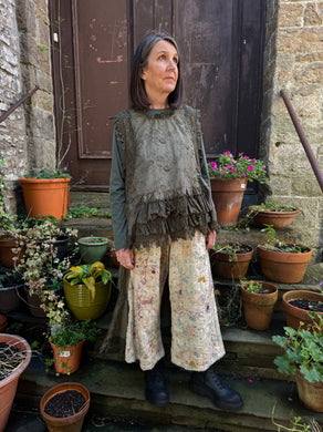 JLS Olive Embroidery Appliqué & Lace Layering Tunic Dress 1106