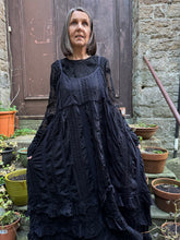 JLS Antique Black Lace & Embroidery Cotton Sun Dress 1102