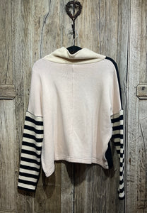 Preloved MAMA B Black & White Jumper with Stripe Sleeves