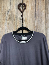 Preloved NAYA Grey & Black Top with White Trim