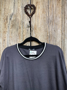 Preloved NAYA Grey & Black Top with White Trim
