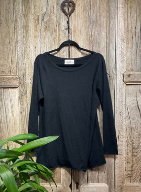 Preloved E.D. Black Wide Neck Top in Jersey Fabric