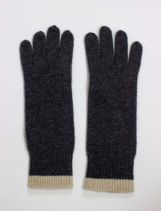 Oats & Rice Cuffed Cashmere Gloves Charcoal OR25-G08