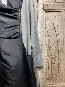 Preloved MADE IN ITALY Black and Grey Jersey Mix Dress