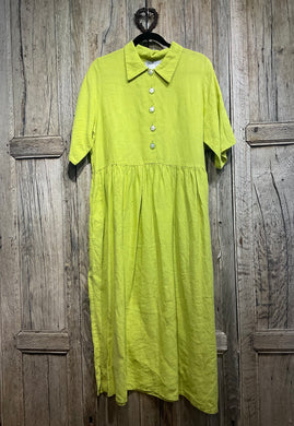 Preloved TERRY MACEY Acid Yellow Linen Dress