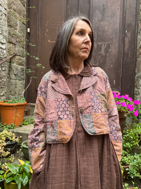 JLS Reversible Cropped Soft Cotton Patchwork Jacket