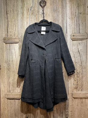 Preloved LES FILLES D’AILLEURS Black Check Wool Coat
