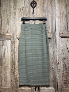Preloved MAMA B Grey/Light Green Stripe Pencil Skirt - Jersey
