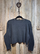 Handknits by ME Dark Grey Recycled Denim Crop Cardigan