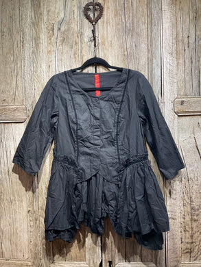 Preloved Black Cotton Jacket with Frill