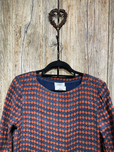 Preloved Navy & Rust Patterned Dress
