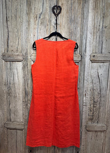 Preloved Oska Sleeveless Orange Linen Dress