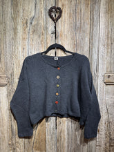 Handknits by ME Slate Crop Recycled Denim Cardigan