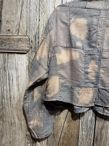 JLS Blue Grey Dip Dyed Cropped Cotton Jacket