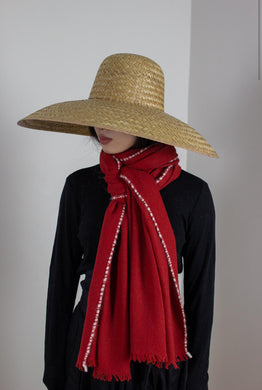 Oats & Rice Weaver Cashmere Scarf Brick Red OR25-S01