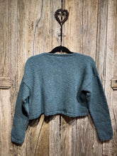 Handknits by ME Blue Crop Wool & Mohair Mix Cardigan