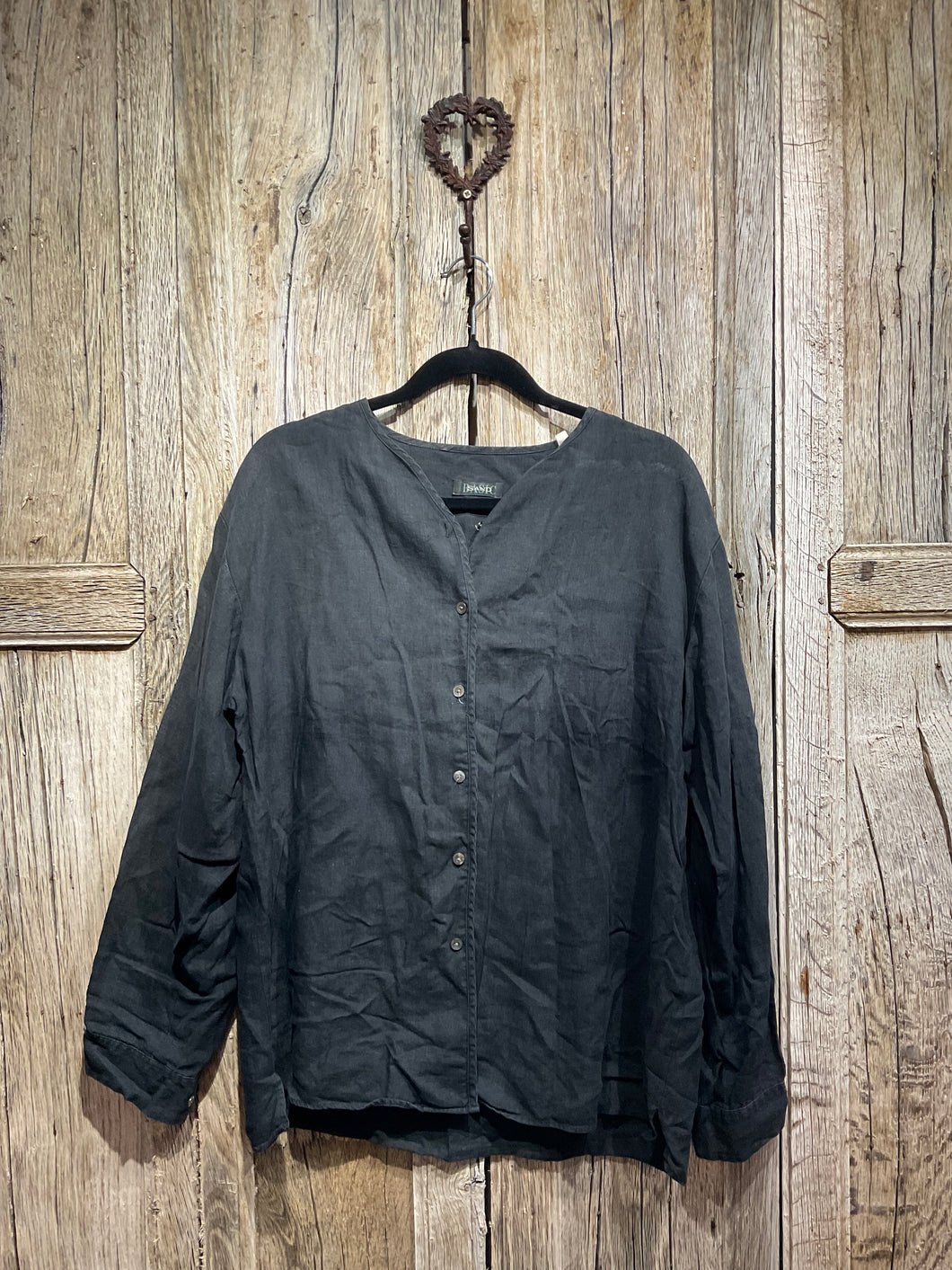 Preloved Basic Sand Black Washed Linen Shirt