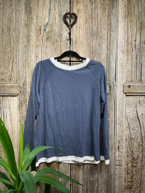 Preloved WHITE COMPANY Blue Tee with White Trim