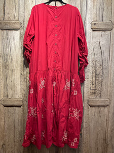 Preloved EWA I WALLA Red Dress with Embroidery Detail
