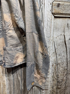 JLS Blue Grey Dip Dyed Cropped Cotton Jacket