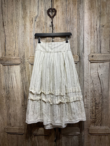 Preloved Ewa I Walla Cream & Grey Stripe Skirt