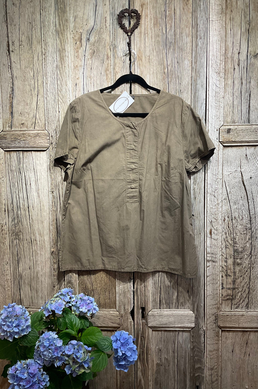 Preloved OSKA, Brown Cotton Top