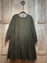Preloved Cabbages and Roses Khaki Green Needlecord Dress