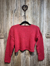 Handknits by ME Berry Recycled Denim Crop Cardigan