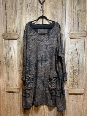 Preloved Rundholz Brown Scribble Print Dress