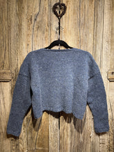 Handknits by ME Blue Crop Recycled Denim Cardigan