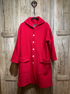 Preloved BARBARA LANG Raspberry Red Wool Coat